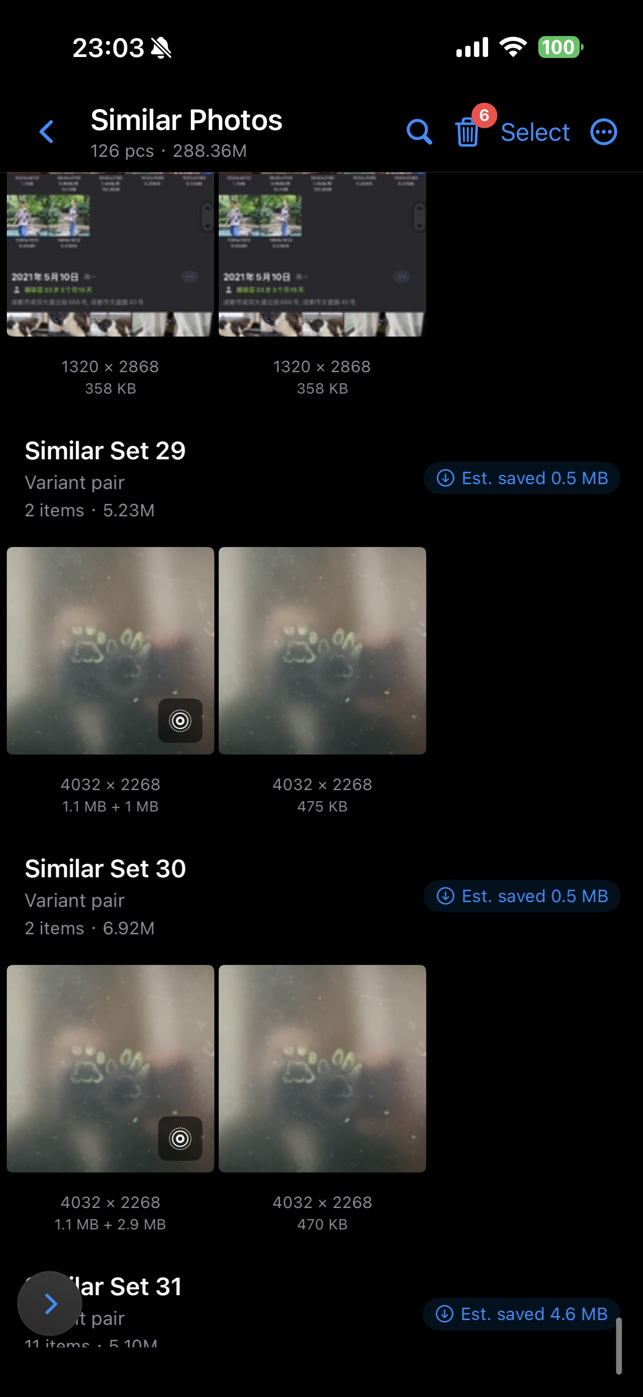 Photos Slim review-before-deleting screen showing candidate items and a final confirmation step
